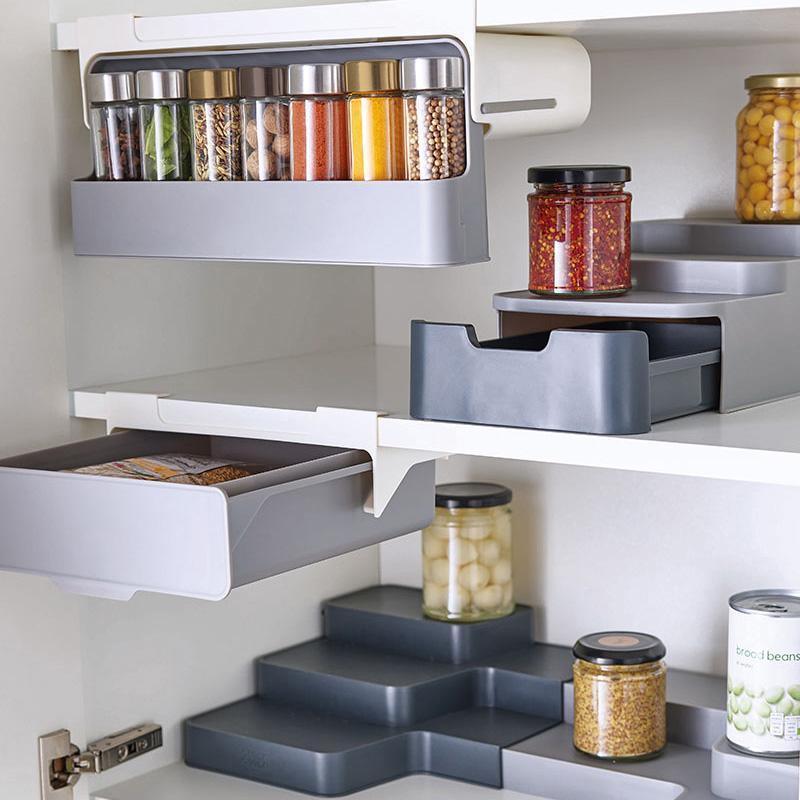 Easy Home Wall-mounted Under-Shelf Spice Organizer