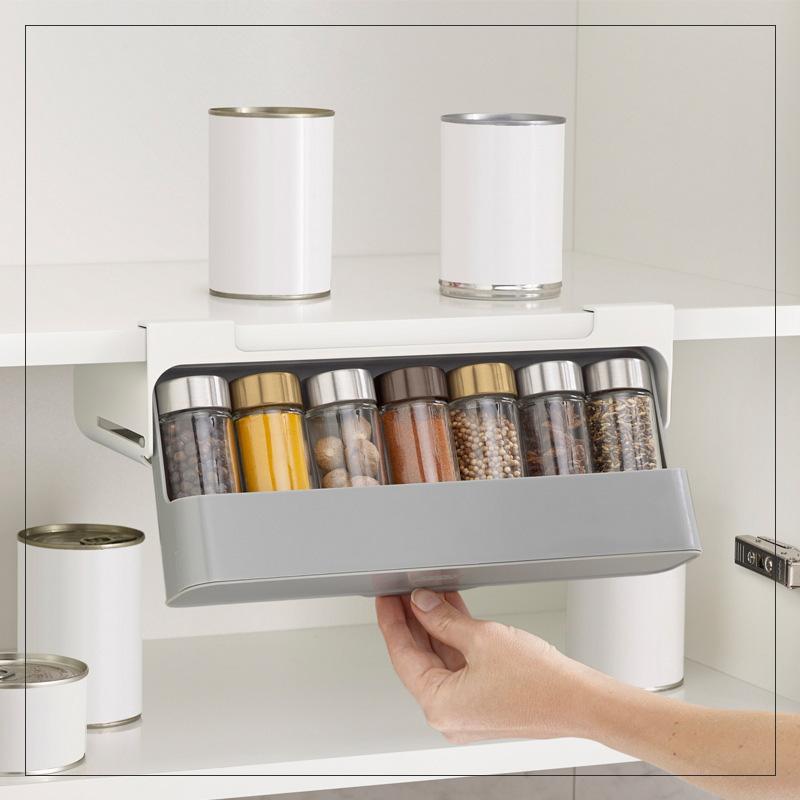Easy Home Wall-mounted Under-Shelf Spice Organizer