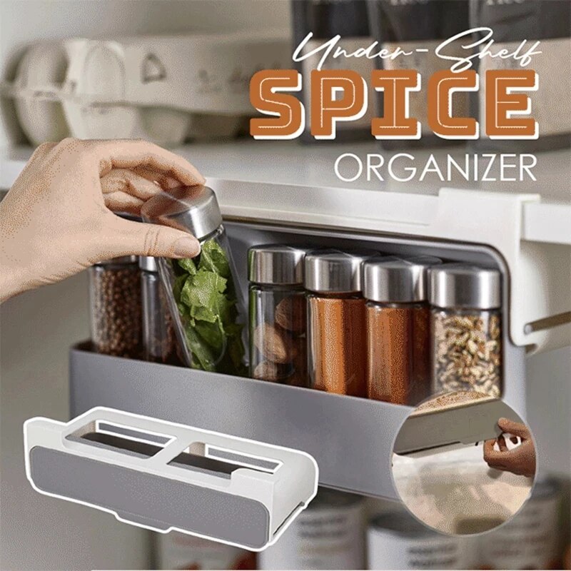Easy Home Wall-mounted Under-Shelf Spice Organizer