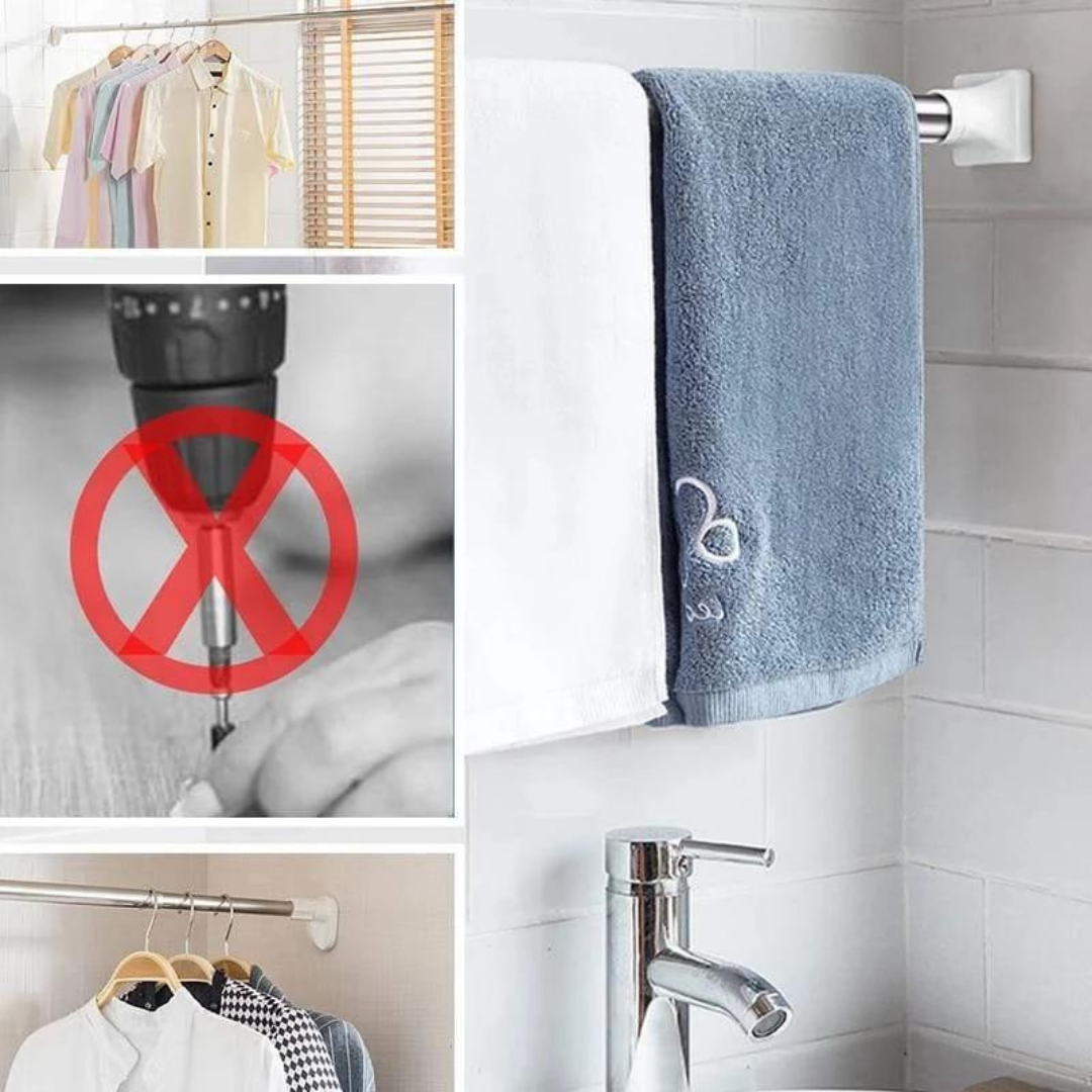 Punch-free tension rod shower Curtain Rod Adjustable Clothes Rack Telescopic Rod Hanger rod