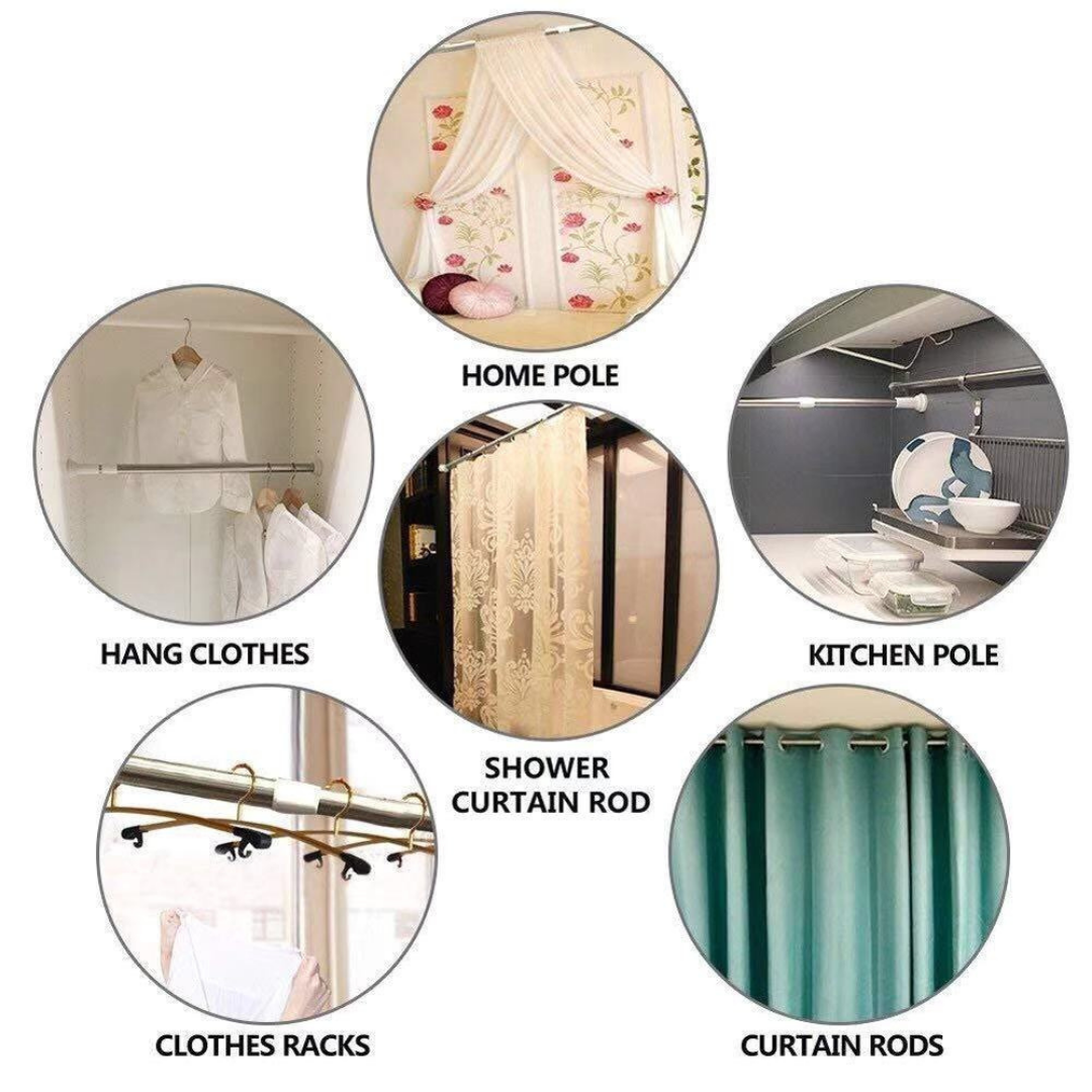Punch-free tension rod shower Curtain Rod Adjustable Clothes Rack Telescopic Rod Hanger rod