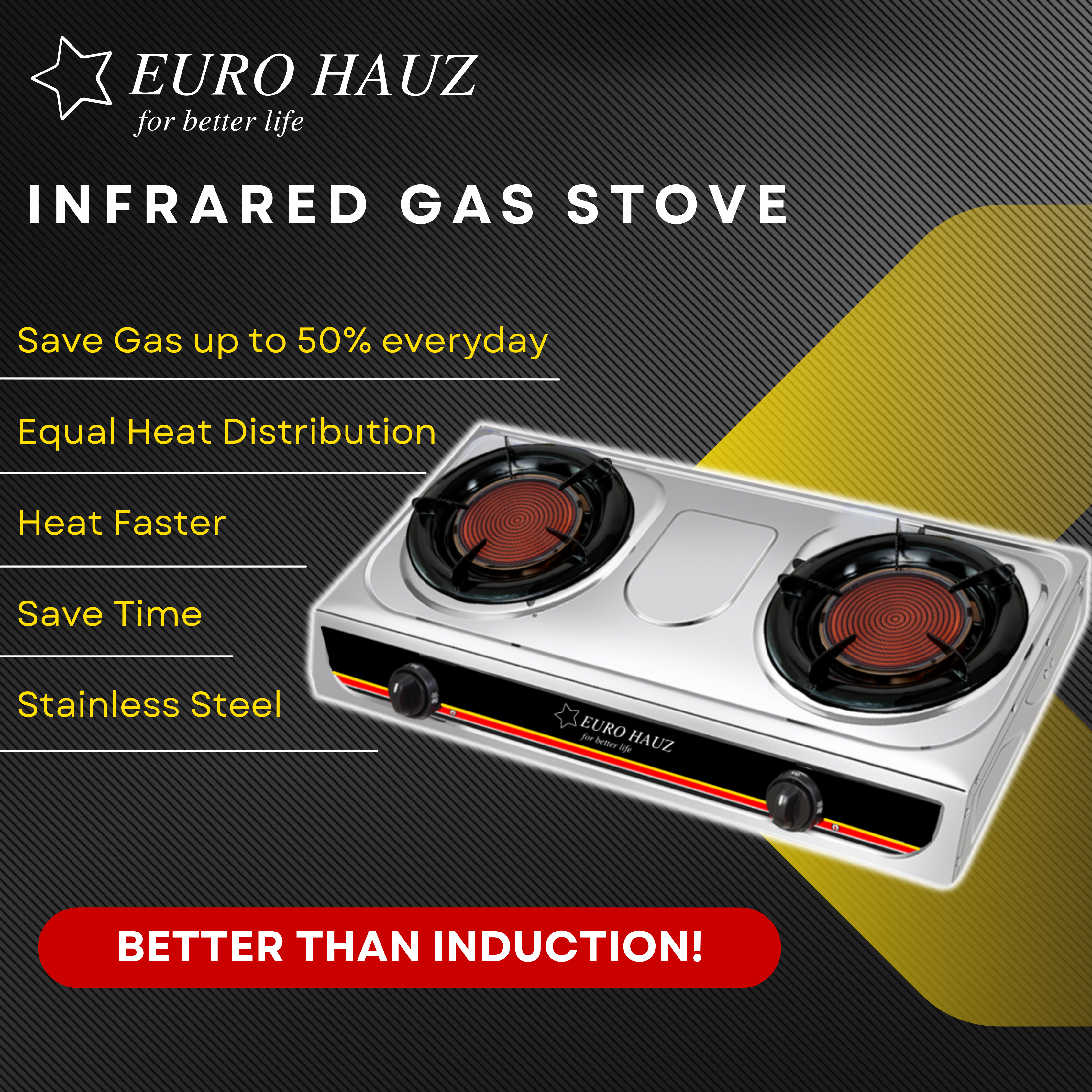 EuroHauz™ Infrared Gas Stove with FREEBIES
