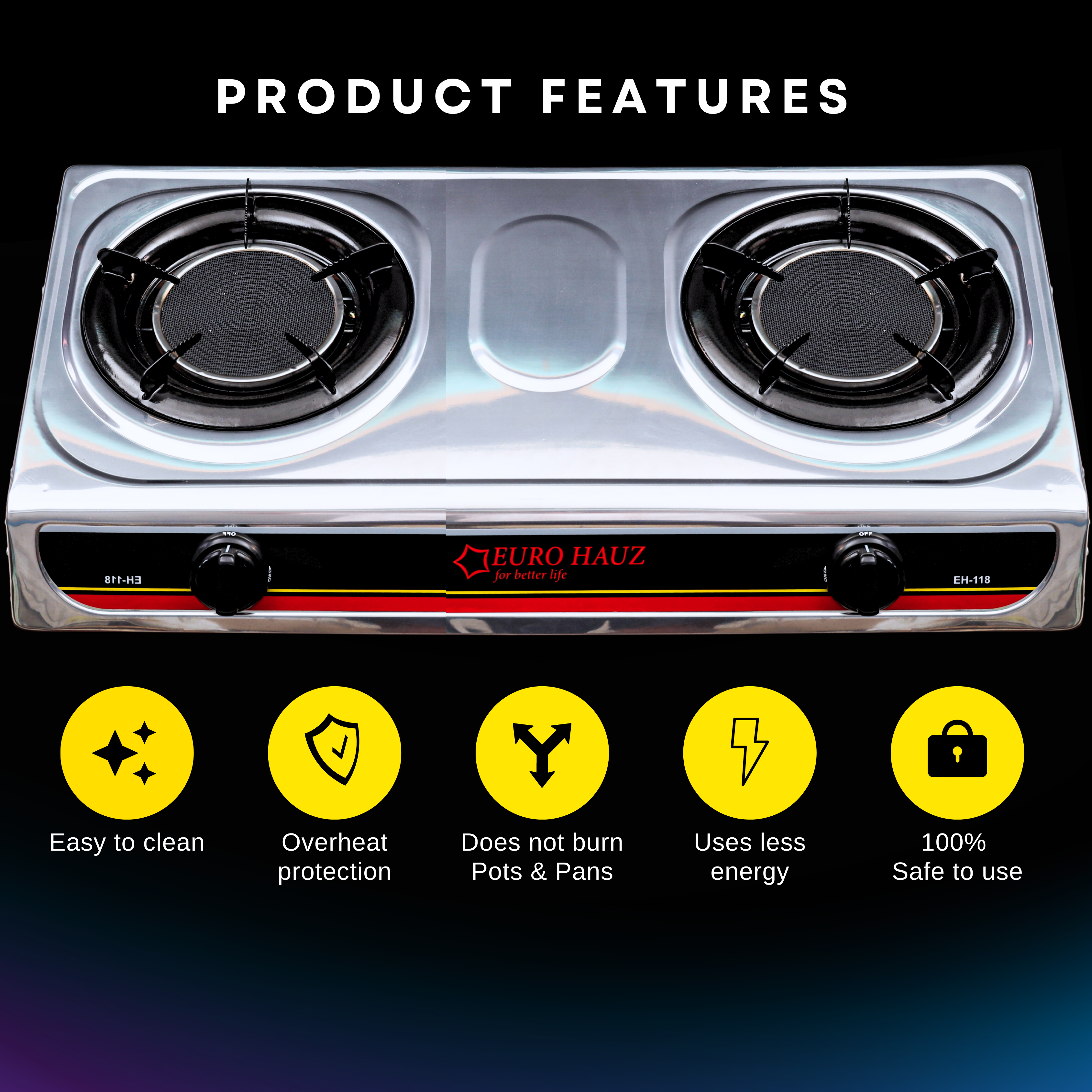 EuroHauz™ Infrared Gas Stove with FREEBIES