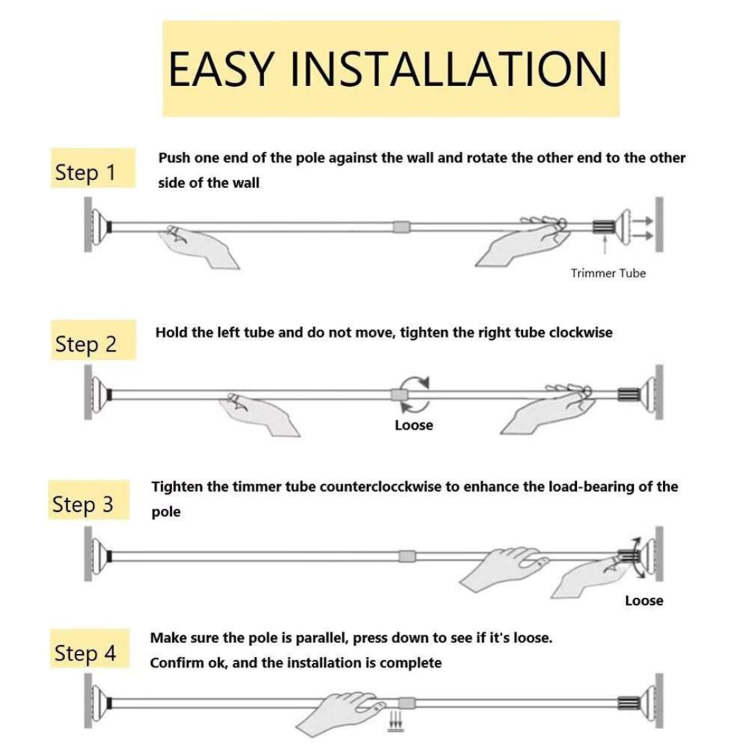 Punch-free tension rod shower Curtain Rod Adjustable Clothes Rack Telescopic Rod Hanger rod