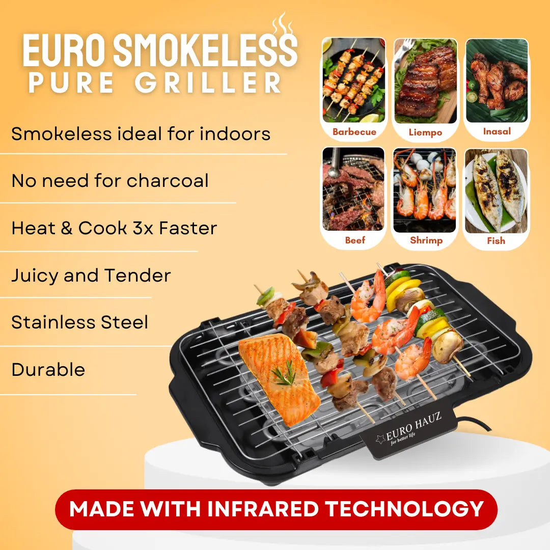 Eurohauz™ Smokeless Grill with FREE 8pcs KNIFE SET